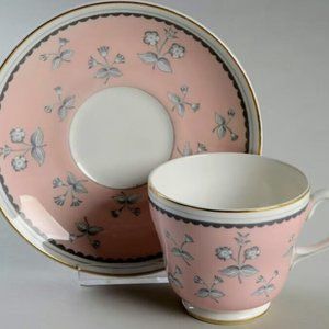 Wedgwood Pink Pimpernel Tea / Dimitasse Cup & Saucer (Set of 4)
